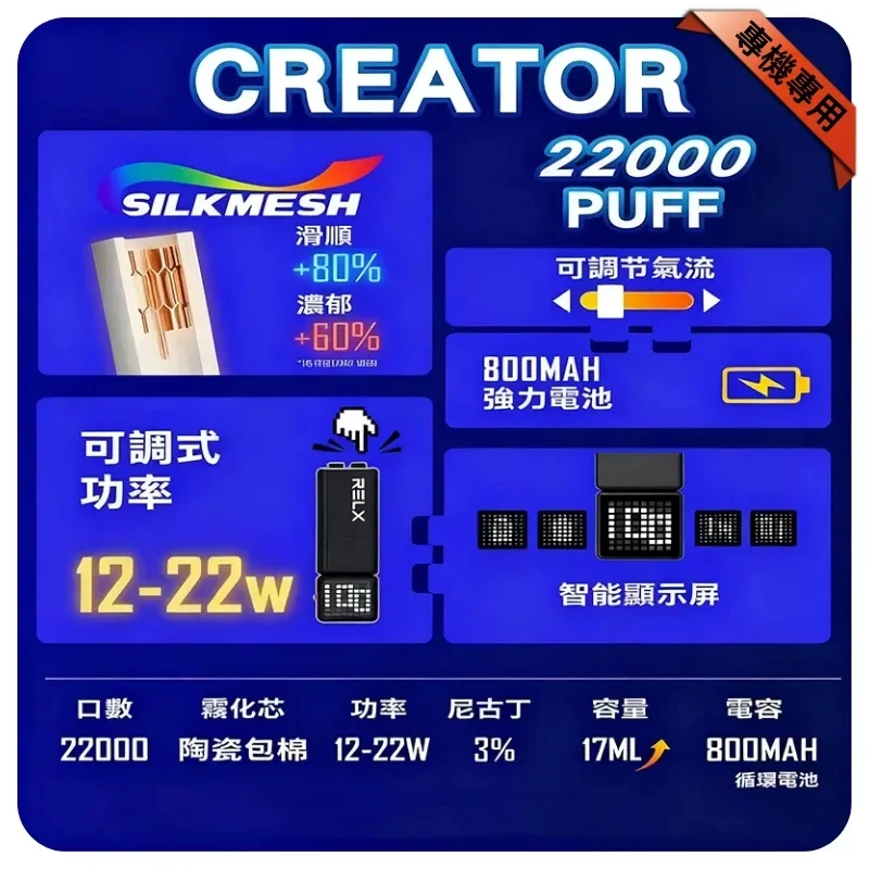 RELX積木Creator 22000口電子煙悅刻一次性拋棄式電子菸
